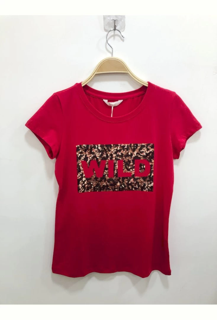 Rood Shirt Luipaardprint Pailletten 4 Rood Shirt Luipaardprint Pailletten - Afbeelding 2