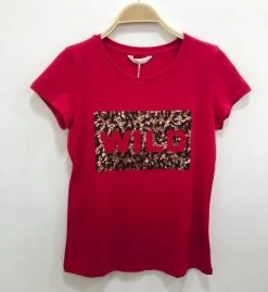 Rood Shirt Luipaardprint Pailletten