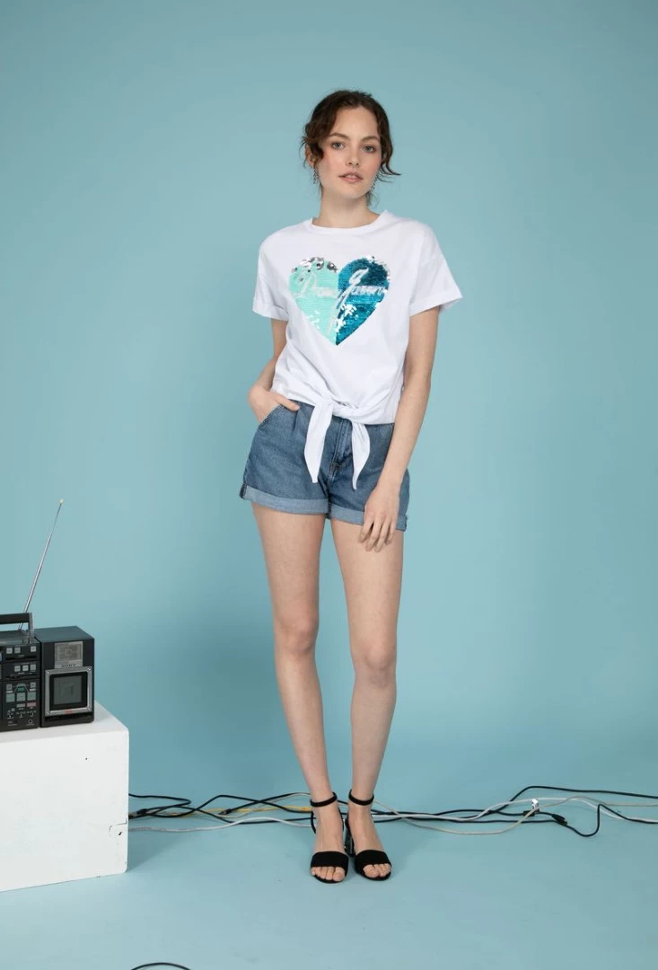 WIT SHIRT HART MET PAILLETTEN 6 WIT SHIRT HART MET PAILLETTEN - Afbeelding 4