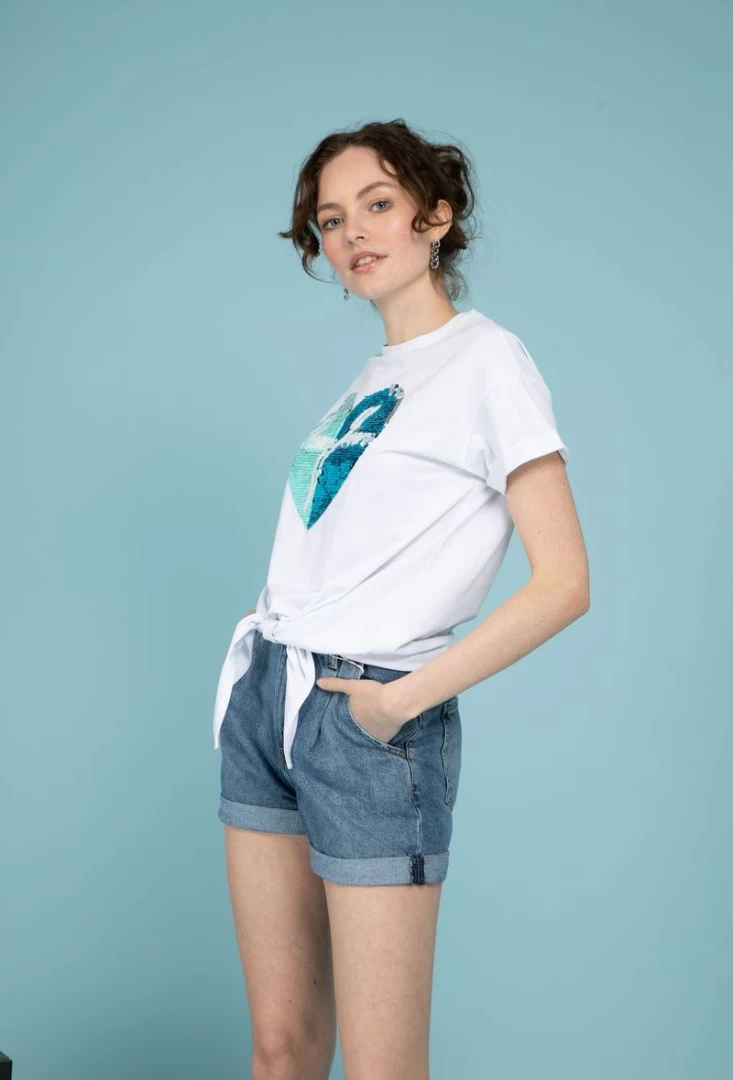 WIT SHIRT HART MET PAILLETTEN 7 WIT SHIRT HART MET PAILLETTEN - Afbeelding 5