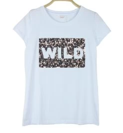 Wit Shirt Luipaardprint Pailletten
