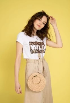 Wit Shirt Luipaardprint Pailletten -Progress Winkel attrait paris wit shirt luipaardprint met paillett 5