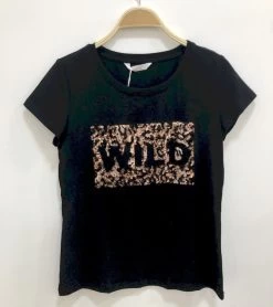 Zwart Shirt Luipaardprint Pailletten