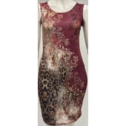 Jurkje Dierenprint Bordeaux Strass -Progress Winkel bordeau jurkje met dierenprint en strass 2