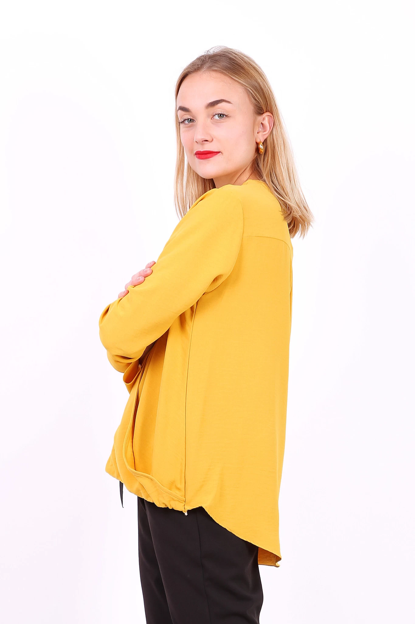 Okergeel Overslag Blouse 4 Okergeel Overslag Blouse - Afbeelding 2