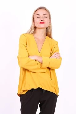 Okergeel Overslag Blouse