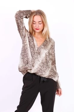 Slangenprint Overslag Blouse