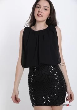 GLITTERJURKJE ROOD OF ZWART