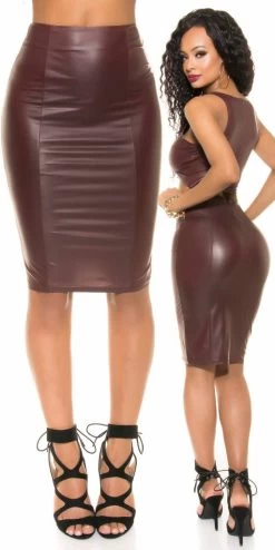 Bordeaux Rok -Progress Winkel in style fashion bordeaux wetlook rok 4