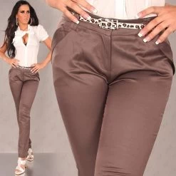 Bruine Pantalon -Progress Winkel in style fashion bruine glanzende pantalon 2