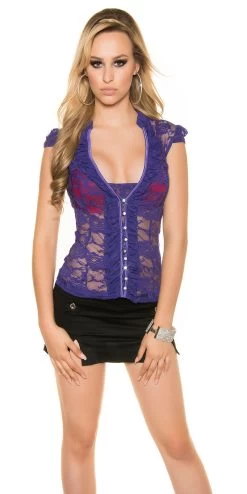 Paarse Kanten Blouse Strass