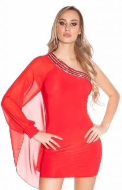 Rood One Arm Party Jurkje 13 Rood One Arm Party Jurkje -Progress Winkel in style fashion rood one arm party jurkje 5