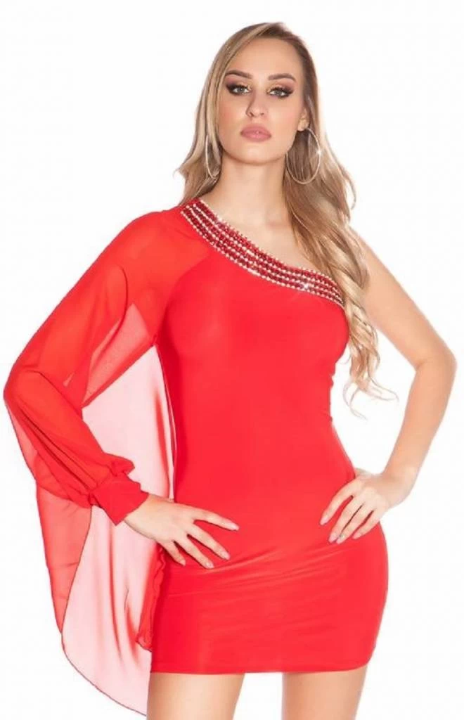 Rood One Arm Party Jurkje 8 Rood One Arm Party Jurkje - Afbeelding 6