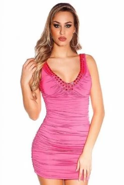 Roze Party Jurk Steentjes -Progress Winkel in style fashion roze cocktail party jurkje 2