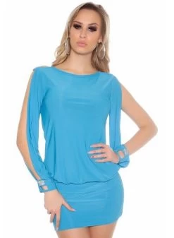 Turquoise Jurkje Open Mouwen -Progress Winkel in style fashion turquoise party jurkje met open m 3