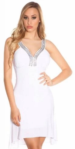 Wit Cocktail Jurkje Steentjes