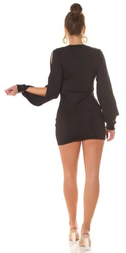 Zwarte Jurk Met Open Mouwen -Progress Winkel in style fashion zwart feest jurkje met pailletten 4