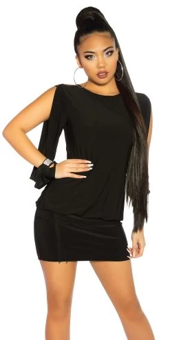 Zwart Party Jurkje Openmouwen