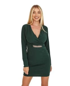 GROEN JURKJE MET LANGE MOUWEN EN KETTING