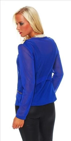 Transparante Blouse Koningsblauw -Progress Winkel koningsblauwe blouse jasje 2