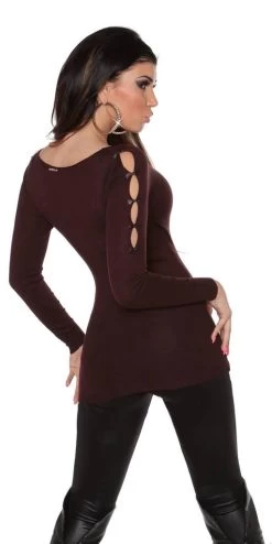 Sexy Trui -Progress Winkel koucla bruine trui wraplook 3