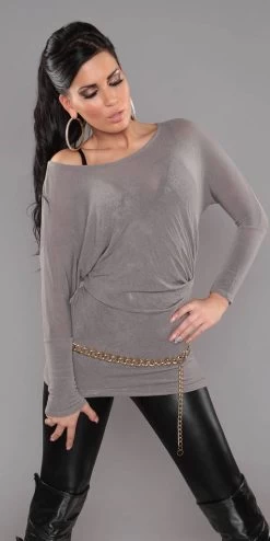 Sexy Doorschijnende Trui Taupe