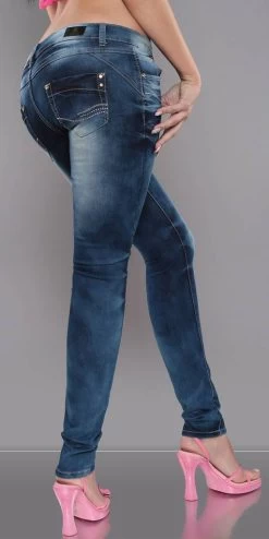 Skinny Jeans Glittersteentjes -Progress Winkel koucla jeans met glittersteentjes 1