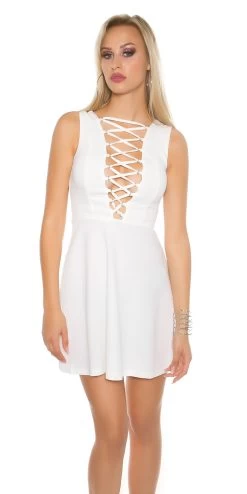 Sexy Roomwit Party Jurkje Met Veters -Progress Winkel koucla sexy roomwit jurkje met veters 8