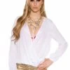 WITTE CHIFFON BLOUSE WRAPLOOK -Progress Winkel koucla witte chiffon blouse wraplook