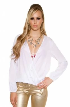 WITTE CHIFFON BLOUSE WRAPLOOK