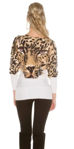 Witte Trui Tijger Glittersteentjes -Progress Winkel koucla witte trui met tijgerkop en glittersteentje 2