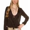 ZWARTE CHIFFON BLOUSE WRAPLOOK -Progress Winkel koucla zwarte chiffon blouse wraplook