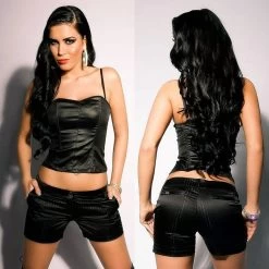 GLANZEND HOTPANTS ZWART -Progress Winkel koucla zwarte glanzende short 3