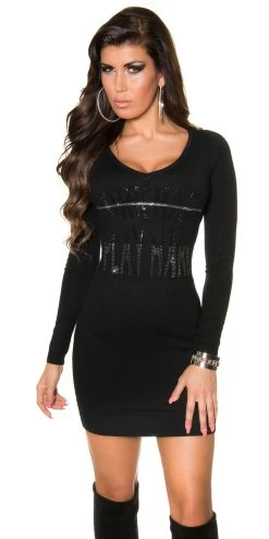 ZWARTE LANGE TRUI MET GLITTERS