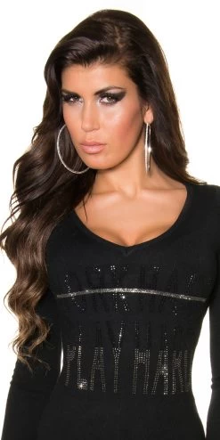 ZWARTE LANGE TRUI MET GLITTERS -Progress Winkel koucla zwarte lange trui met glitters 7