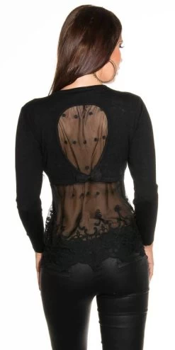 Sexy Zwarte Trui -Progress Winkel koucla zwarte trui met sexy kant 1