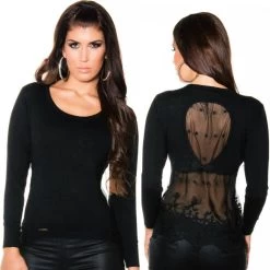 Sexy Zwarte Trui -Progress Winkel koucla zwarte trui met sexy kant 3