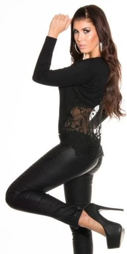 Sexy Zwarte Trui -Progress Winkel koucla zwarte trui met sexy kant 4