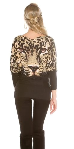 Zwarte Trui Tijger Glittersteentjes -Progress Winkel koucla zwarte trui met tijgerkop en glittersteentj 4