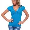 Blauw Shirtje Met Strass 2 Blauw Shirtje Met Strass -Progress Winkel m s fashion blauwe polo shirt met glittersteentjes