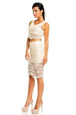 BEIGE KANTEN TOP EN ROK 8 BEIGE KANTEN TOP EN ROK -Progress Winkel mayaadi beige kanten top en rok 2