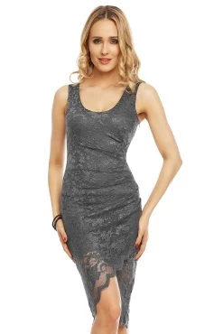 Grijs Jurkje Kant Asymmetrische