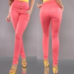 Broek Koraal -Progress Winkel miss rj koraalkleurige broek met hoge taille 2