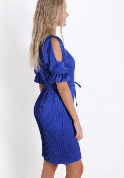 KONINGSBLAUW SATIJNLOOK JURKJE MET KOORDJE 11 KONINGSBLAUW SATIJNLOOK JURKJE MET KOORDJE -Progress Winkel modatoi koningsblauw satijnlook jurkje met koordje 3