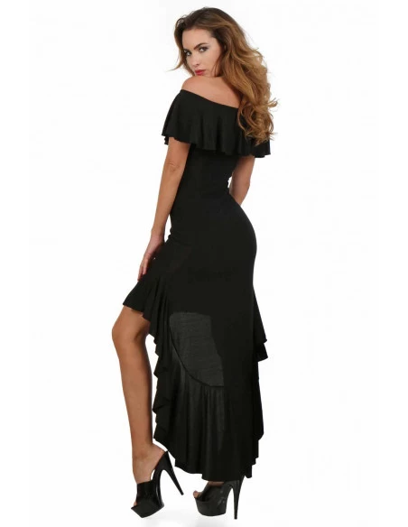 ZWARTE OFFSHOULDER JURK MET RUCHES 4 ZWARTE OFFSHOULDER JURK MET RUCHES - Afbeelding 2