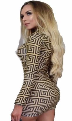 Progress Winkel -Progress Winkel parisan mosterd print jurkje 1