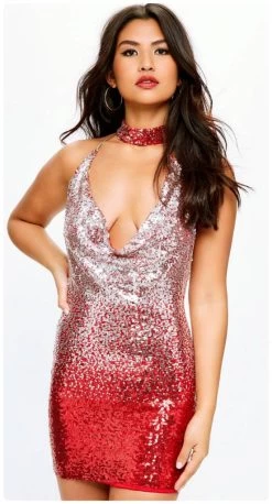 Sexy Rood Zilver Glitter Jurkje -Progress Winkel parisian rood met zilver glitter party jurkje 2