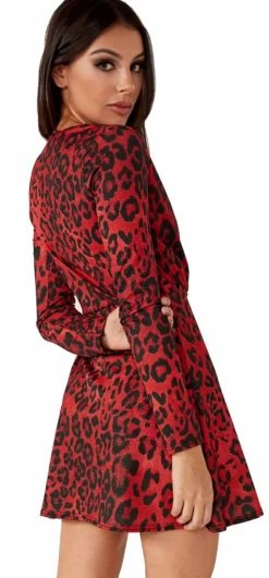 ROOD LUIPAARDPRINT WIKKEL LOOK JURKJE -Progress Winkel rood luipaardprint wikkel look jurkje 1