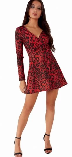 ROOD LUIPAARDPRINT WIKKEL LOOK JURKJE -Progress Winkel rood luipaardprint wikkel look jurkje 2