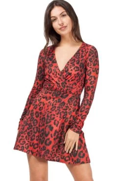 ROOD LUIPAARDPRINT WIKKEL LOOK JURKJE -Progress Winkel rood luipaardprint wikkel look jurkje 3